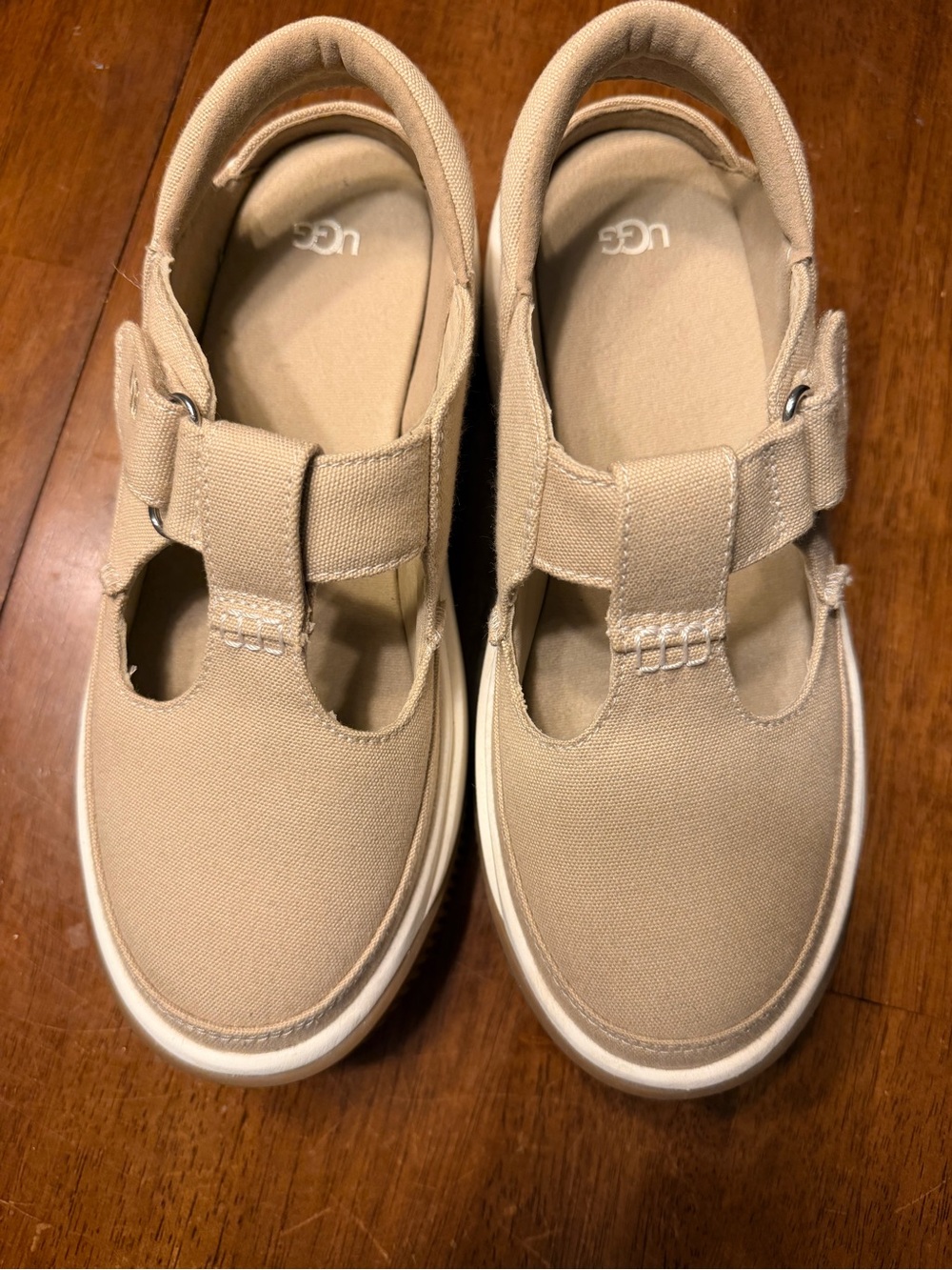 UGG Women's Tan Canvas Platform Mary Jane Slingback - Picture 7 of 14